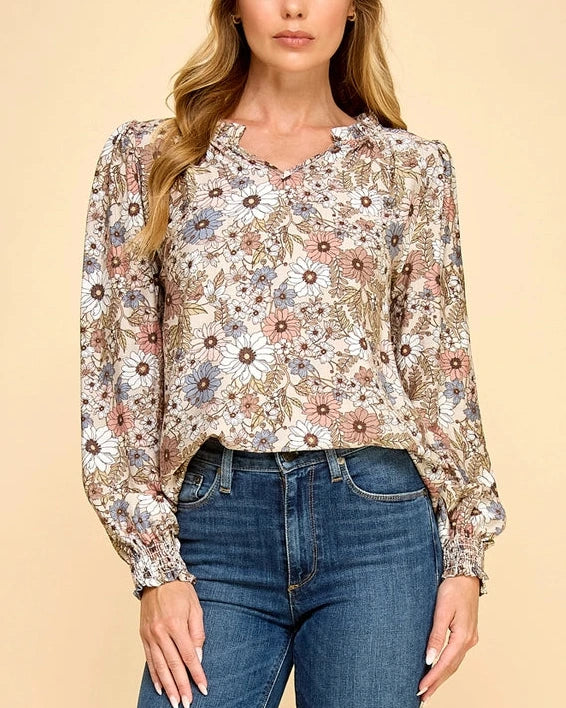 Geneva Floral Print Top- Multi