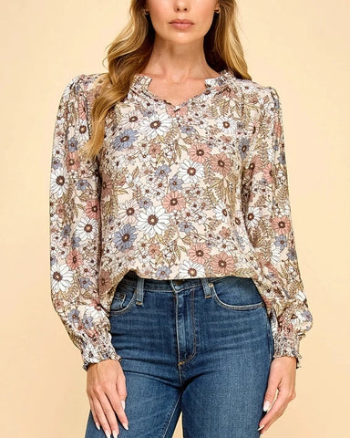 Geneva Floral Print Top- Multi