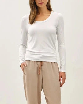Leighton Soft Scoop Neck Top- Off White