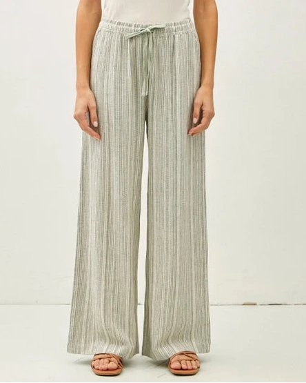 Rhett Striped Linen Pants- Spruce