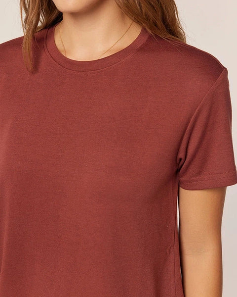 Stevie Crew Neck T-Shirt- Dark Rust