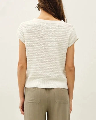 Senna Textured Sweater Top- Off White