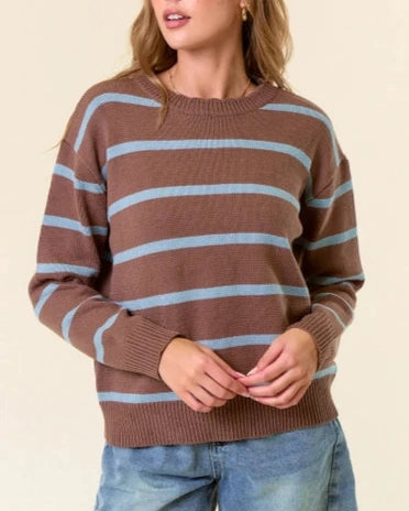 Marlee Scallop Neckline Striped Sweater