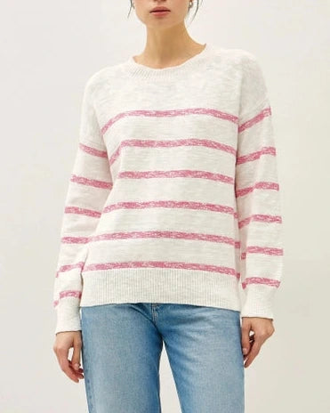 Ava Heather Striped Sweater- Fuchsia