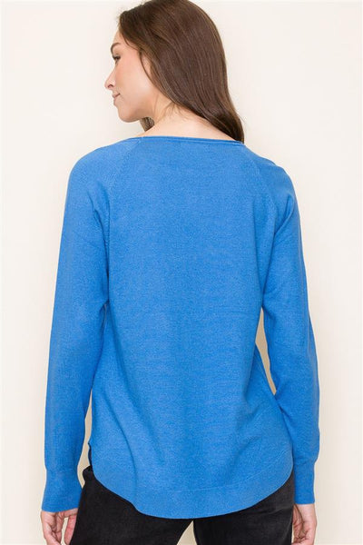 Kayla Boat Neck Sweater- Cobalt