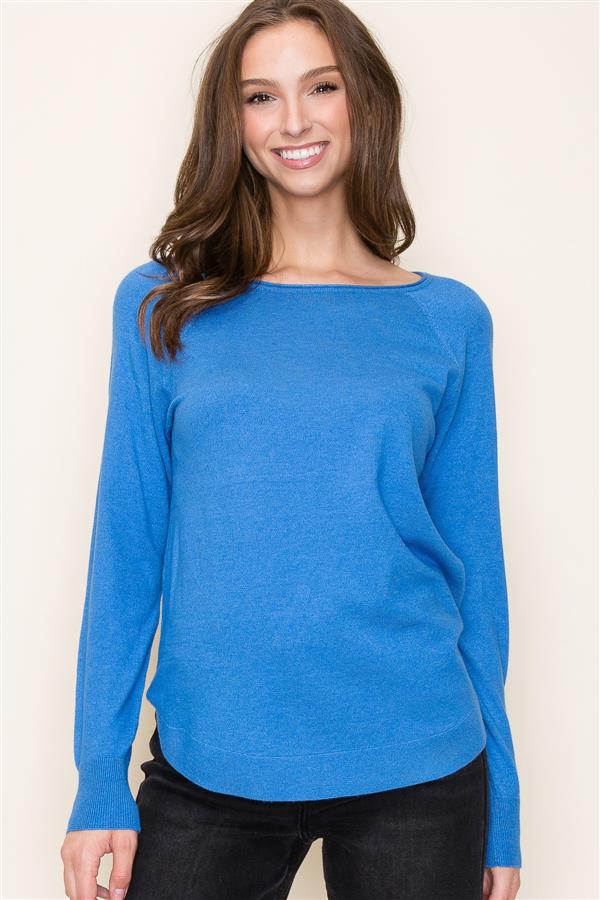 Kayla Boat Neck Sweater- Cobalt