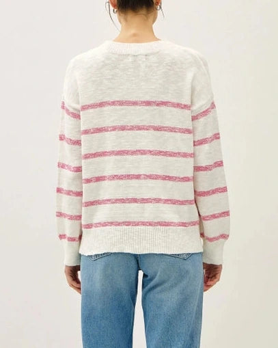 Ava Heather Striped Sweater- Fuchsia