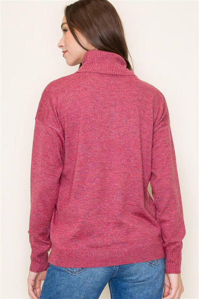 Mila Lightweight Turtleneck Sweater- Raspberry