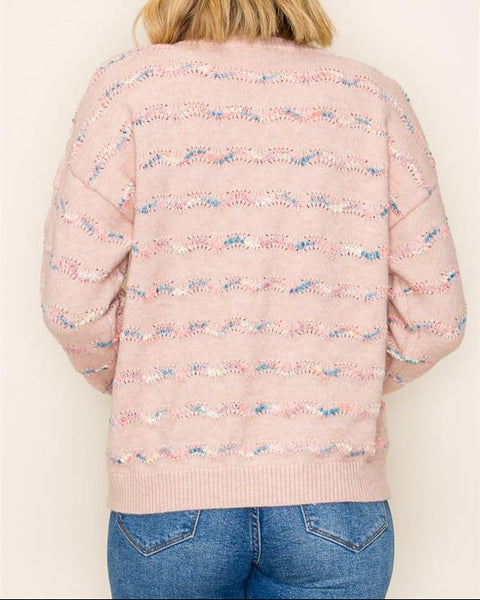 Josephine Crew Neck Sweater- Blush