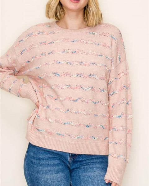 Josephine Crew Neck Sweater- Blush