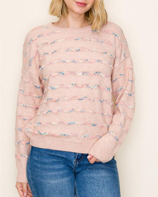 Josephine Crew Neck Sweater- Blush