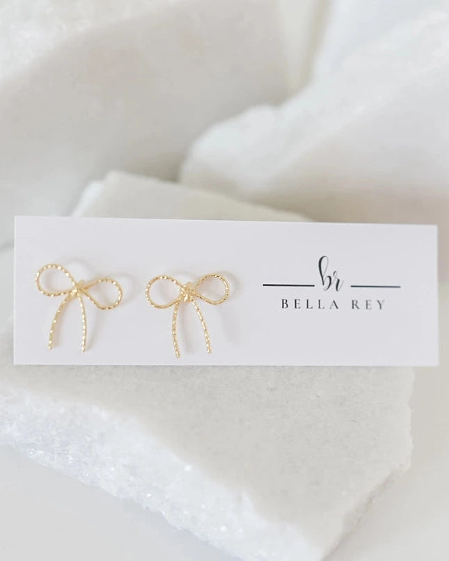 Bella Rey Jewelry 14k Gold Plated Bow Stud Earrings