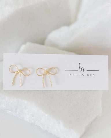 Bella Rey Jewelry 14k Gold Plated Bow Stud Earrings
