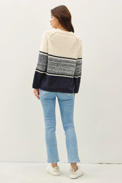 Daniella Cozy Textured Sweater- Indigo