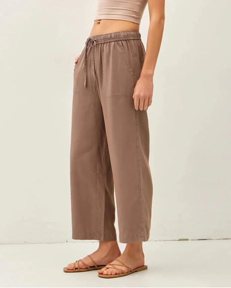 Stevie Wide Leg Crop Pants- Cocoa