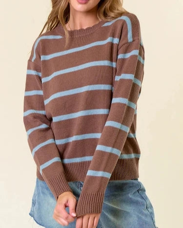 Marlee Scallop Neckline Striped Sweater