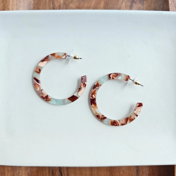 Camy Hoop Earrings- Seafoam & Rust