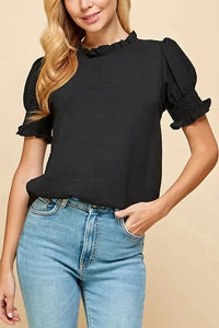 Candace Puff Sleeve Top- Black