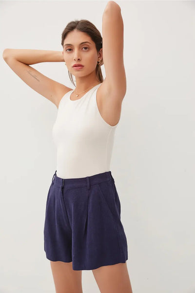 Tacey Pleated Shorts- Navy