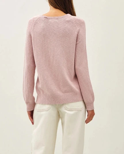 Evie Raglan Sleeve Lightweight Sweater- Dusty Pink