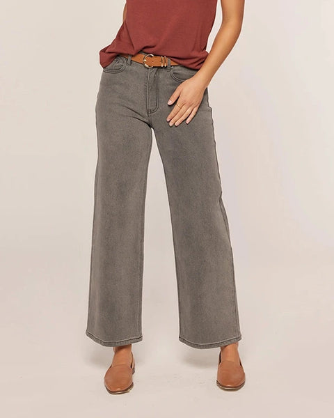 Ada Wide Leg Jeans- Washed Black