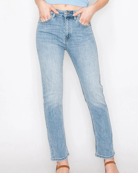 Artemis Vintage High Rise Straight Leg Jeans- Medium Wash