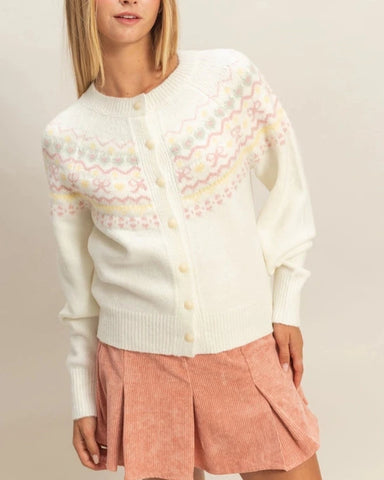 Willow Fair Isle Cardigan- Cream