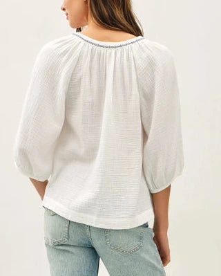 Amory Embroidered Peasant Top- White