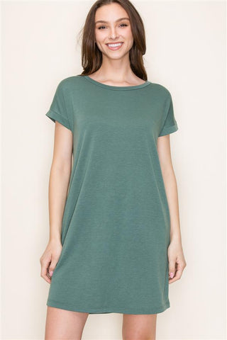 Harden Short Sleeve Shirt Dress- Olive