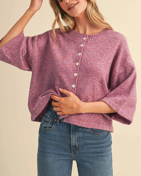 Rhett Half Sleeve Cardigan- Lilac