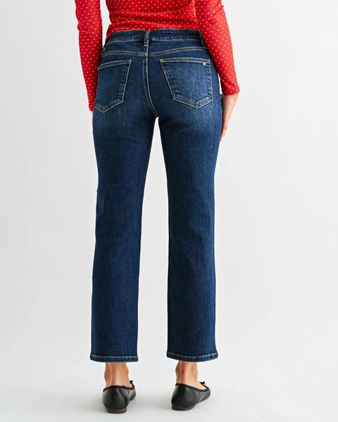 Mica Mid-Rise Ankle Straight Jeans- Dark Biscay