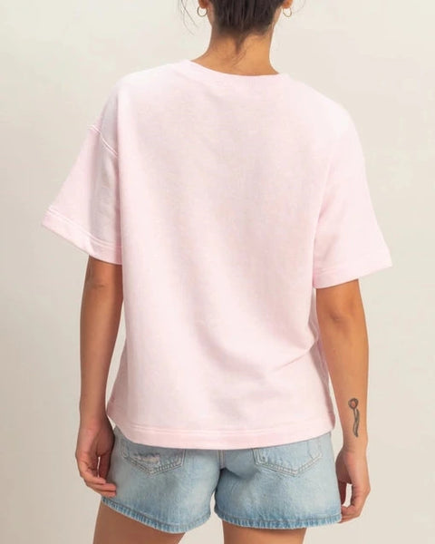 Hayden Textured Short Sleeve Top- Soft Pink