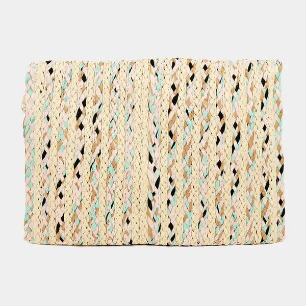 Straw Weave Envelope Clutch- Multi