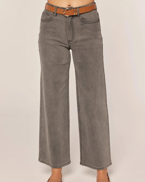 Ada Wide Leg Jeans- Washed Black