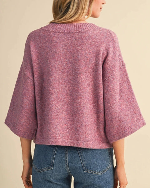 Rhett Half Sleeve Cardigan- Lilac