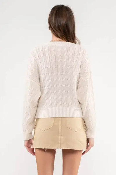 Sela Cable Knit Sweater- Ivory