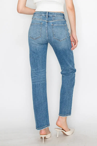 Artemis Vintage High Rise Straight Leg Jeans- Medium Wash