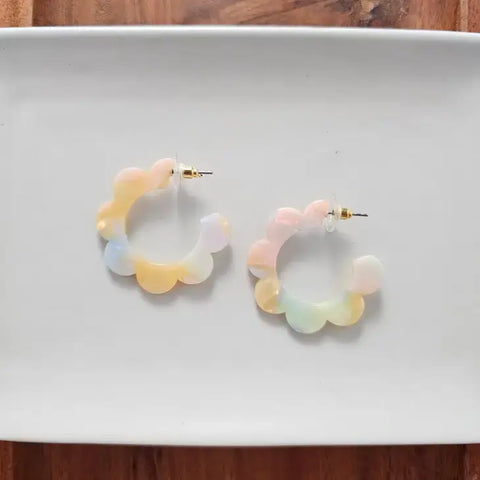 Flora Hoop Earrings- Pastel Rainbow