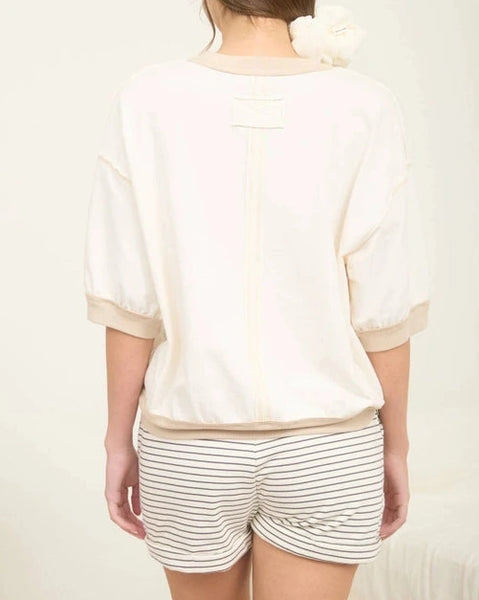 Danna Raglan Short Sleeve Top- Cream