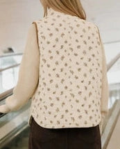 Gracelyn Floral Quilted Vest- Cream