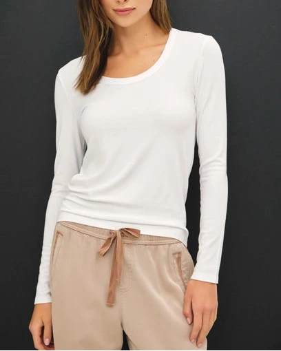 Leighton Soft Scoop Neck Top- Off White