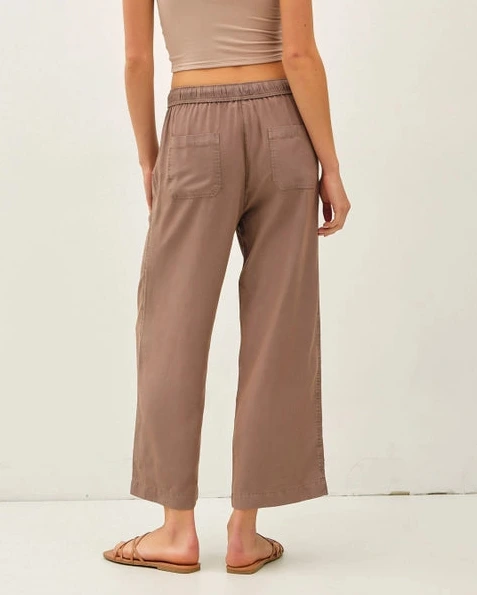 Stevie Wide Leg Crop Pants- Cocoa