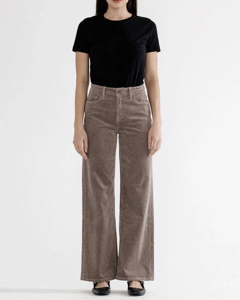 Mica High Rise Wide Leg Corduroy Pants- Light Greige