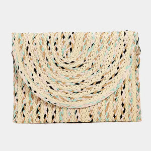 Straw Weave Envelope Clutch- Multi