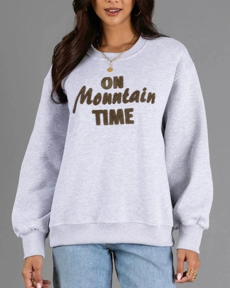 On Mountain Time Sweatshirt- Heather Gray