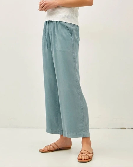 Stevie Wide Leg Crop Pants- Jade