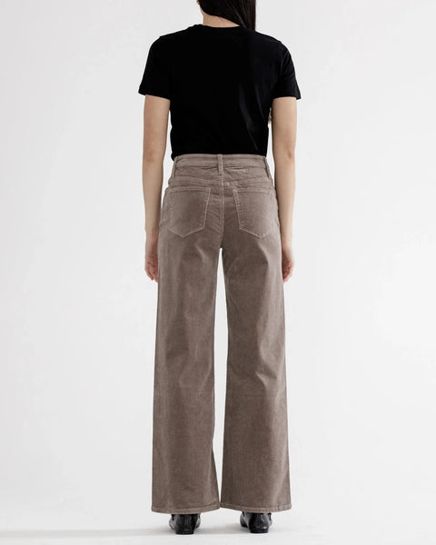 Mica High Rise Wide Leg Corduroy Pants- Light Greige