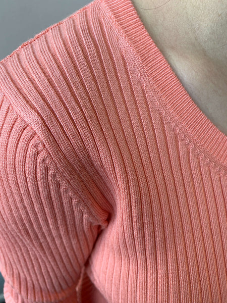 Collins Ribbed Henley Top- Bubble Gum