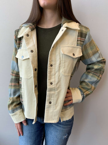 Cozy Combo Plaid Contrast Jacket- Fall Mix