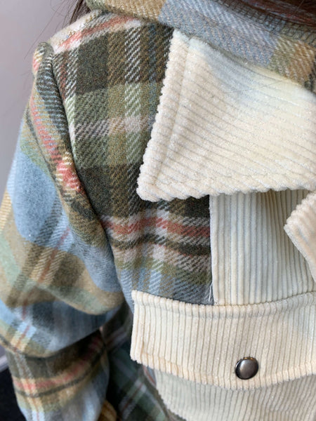 Cozy Combo Plaid Contrast Jacket- Fall Mix